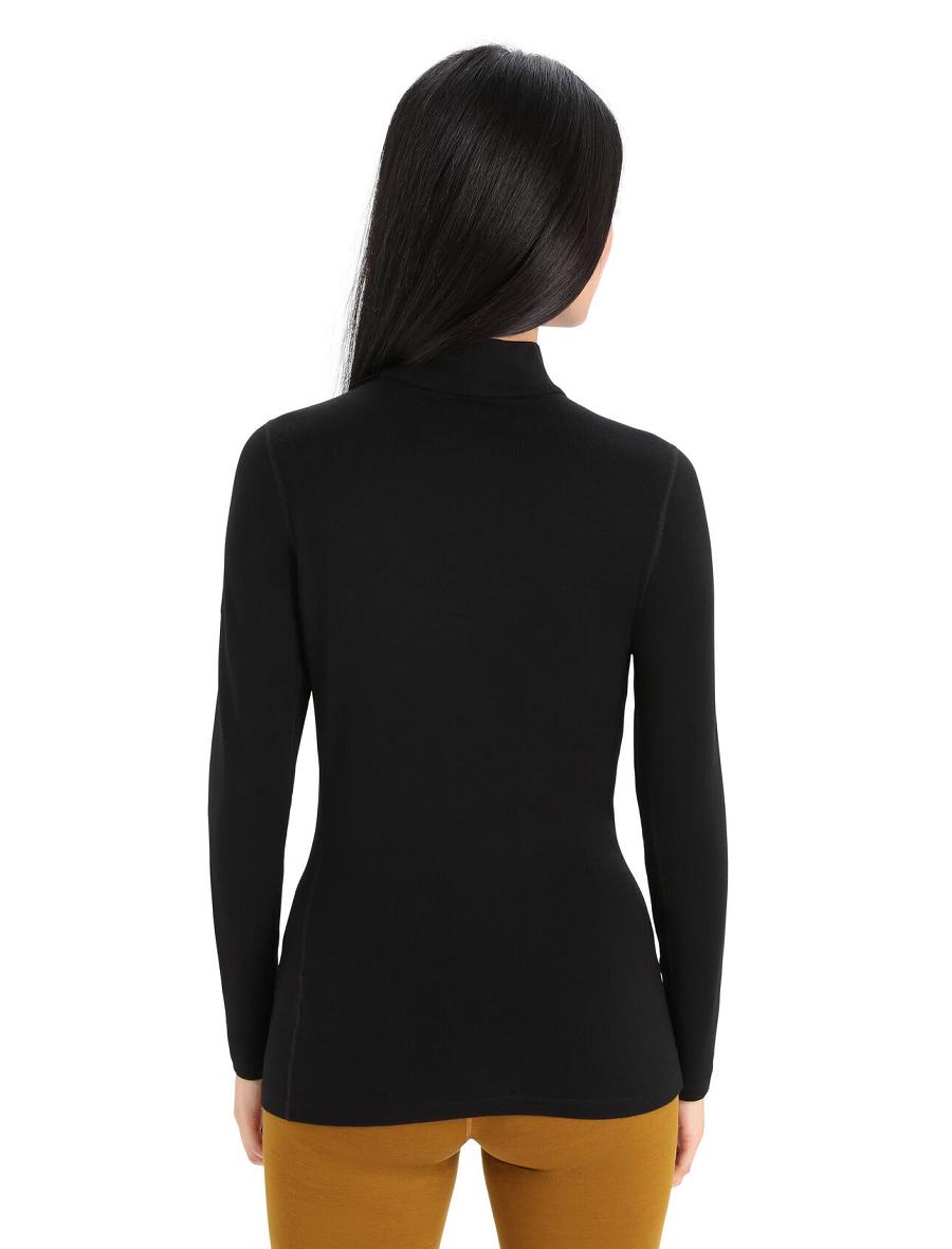 Women's Icebreaker Merino 260 Tech Long Sleeve Turtleneck Base Layers Black | CA 1119GSOL